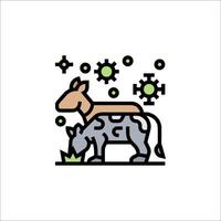 A cow and a horse are standing next to each other vector