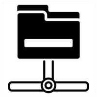Network Folder icon concept in black duo line color vector