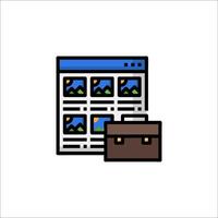 A briefcase and a computer screen with a picture of a newspaper vector
