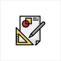 A pencil and paper icon with a ruler and paper vector