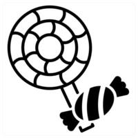 Candy and chocolate icon concept in black duo line color vector