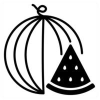 Watermelon icon concept in black duo line color vector