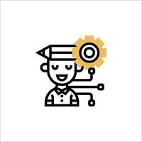 A man with a hat and a gear on his head vector