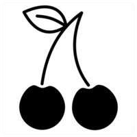 Cherry icon concept in black duo line color vector
