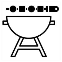 Barbecue icon concept in black duo line color vector