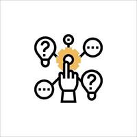A hand pointing to a question mark icon vector