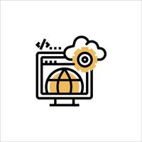A computer with a globe icon on it vector