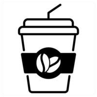 Cold Coffee icon concept in black duo line color vector