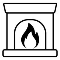 Fireplace icon concept in black duo line color vector