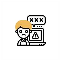 A man with a computer screen and a frown icon vector