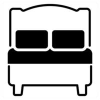Bed icon concept in black duo line color vector