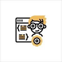 A man with glasses and a computer icon vector