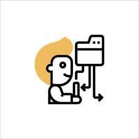 A man is holding a computer and a phone vector