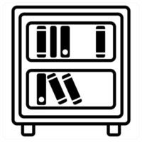Bookshelf icon concept in black duo line color vector