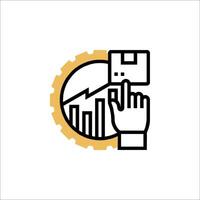 A hand holding a disk and a graph vector