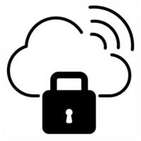 Cloud Security icon concept in black duo line color vector