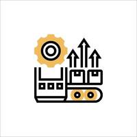 A line icon of a machine with gears and arrows vector