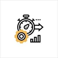 A stopwatch and arrow pointing to a graph vector