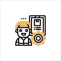 A man with a computer and a clock icon vector
