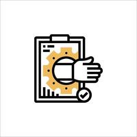 A hand holding a clipboard with a check mark on it vector