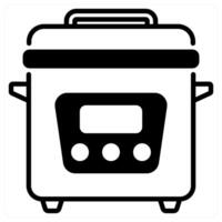 Electric Cooker icon concept in black duo line color vector
