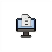 A computer monitor with a paper document on it vector