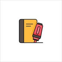 A book and pencil icon on a white background vector