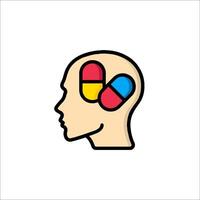 A person's head with pills in it vector