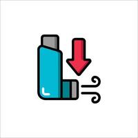 An icon of a bottle with a red arrow pointing down vector