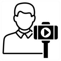 Vlogger icon concept in black duo line color vector