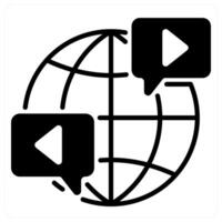 Worldwide icon concept in black duo line color vector