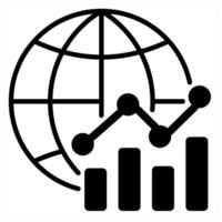 Global Marketing icon concept in black duo line color vector