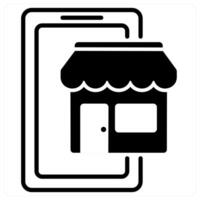 Mobile Store icon concept in black duo line color vector
