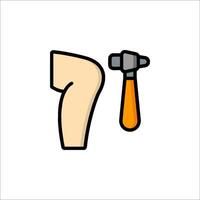 A hammer and a leg with a nail vector