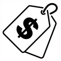 Price Tag icon concept in black duo line color vector