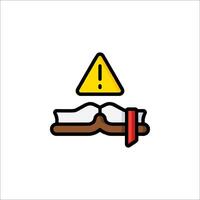 An open book with a caution sign on it vector