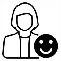 Happy Customer icon concept in black duo line color vector