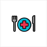 A medical symbol on a plate with a fork and knife vector