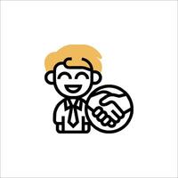 A man holding a handshake icon in a line style vector
