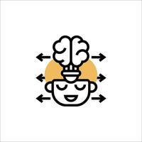 A man with a brain in his head and arrows pointing to it vector