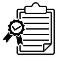 Quality Certificate icon concept in black duo line color vector