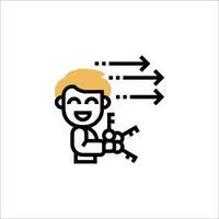 A man holding a key and pointing to arrows vector
