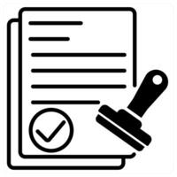 Verified Approval icon concept in black duo line color vector