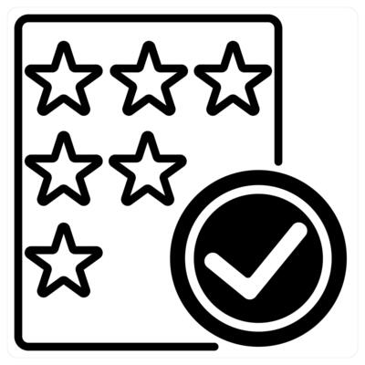 Rating Verification icon concept in black duo line color