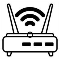 Router and network icon concept in black duo line color vector