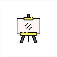 A white easel with a blank canvas on it vector