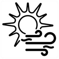 Wind and Sun icon concept in black duo line color vector