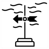 Wind Direction and compass icon concept in black duo line color vector