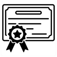 Certificate and document icon concept in black duo line color vector