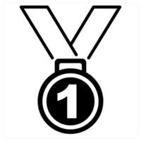 Medal and success icon concept in black duo line color vector